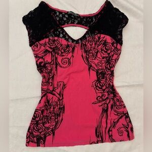 Metal Mulisha pink and black graphic shirt